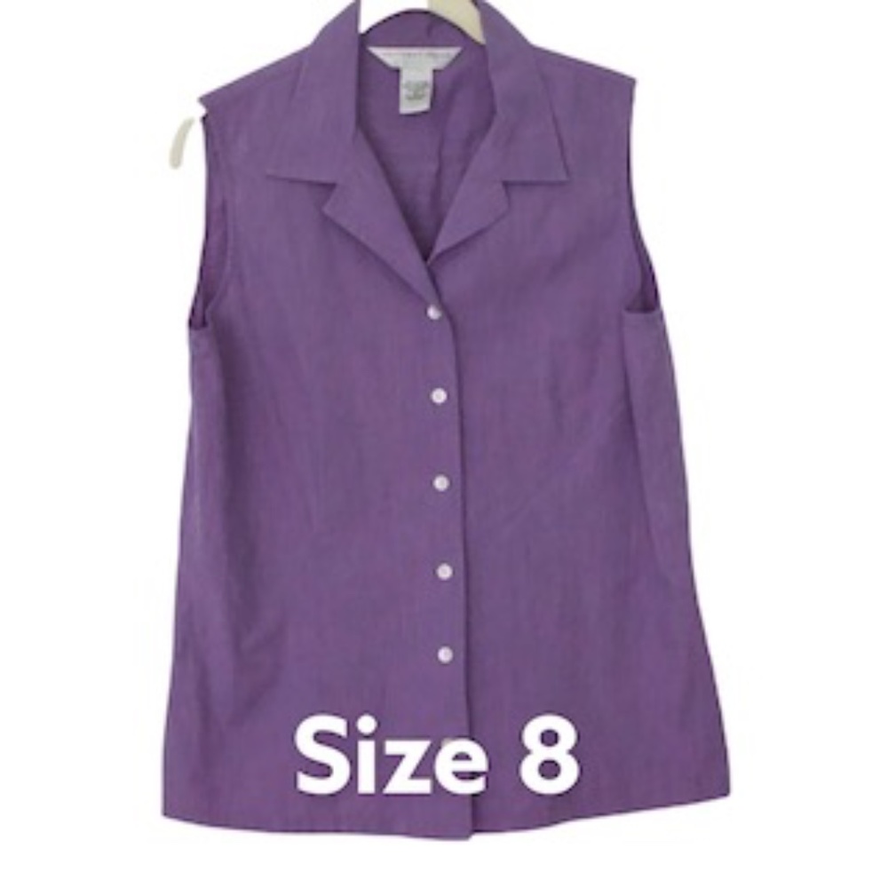 Purple Sleeveless Button Shirt